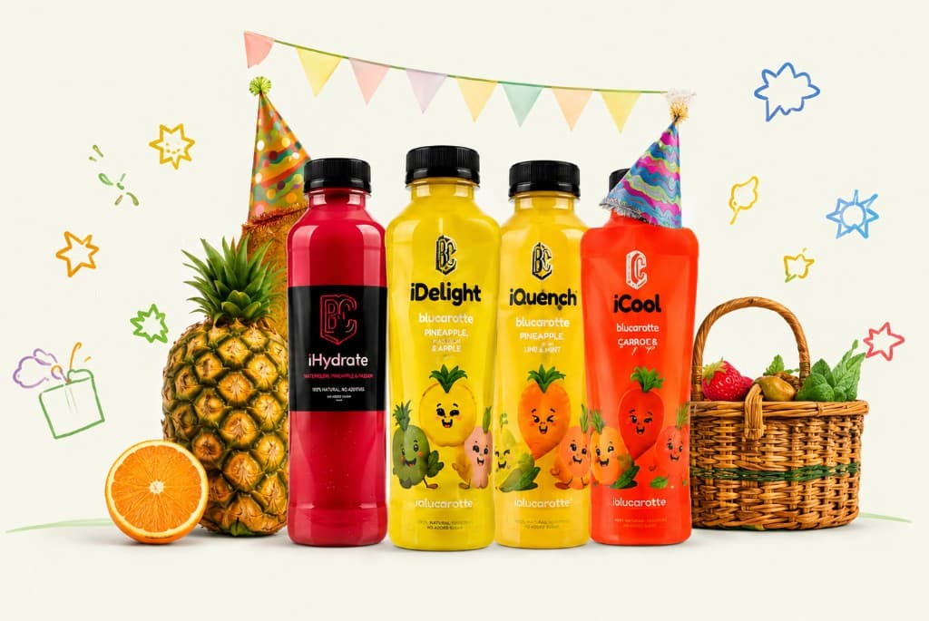 Blucarotte juices at celebrations and events