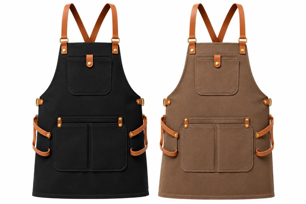 Multipurpose Aprons in Black and Tan Canvas