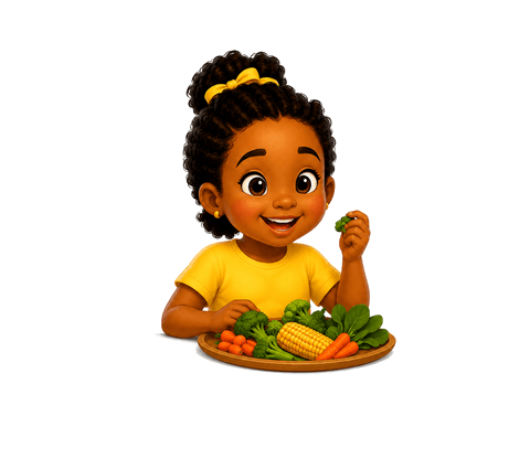 A child with a platter of fresh vegetables